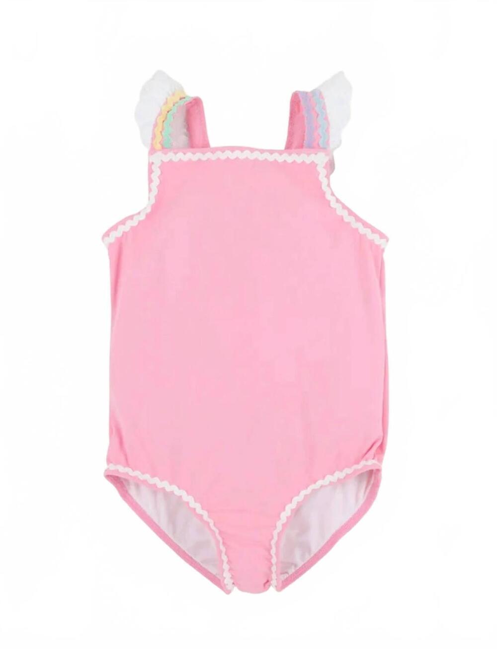 NEW THE BEAUFORT BONNET COMPANY kids' long bay bathing suit in hamptons hot pink